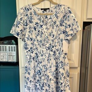 Floral Blue and White Dress